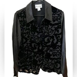 Diane von Furstenberg Velvet-Pattern Silk Blouse
